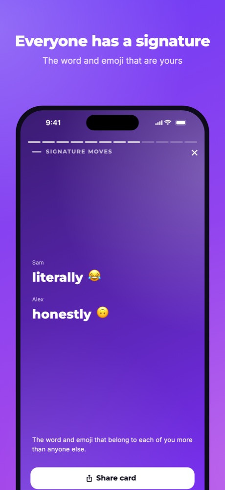 Signature words and emoji
